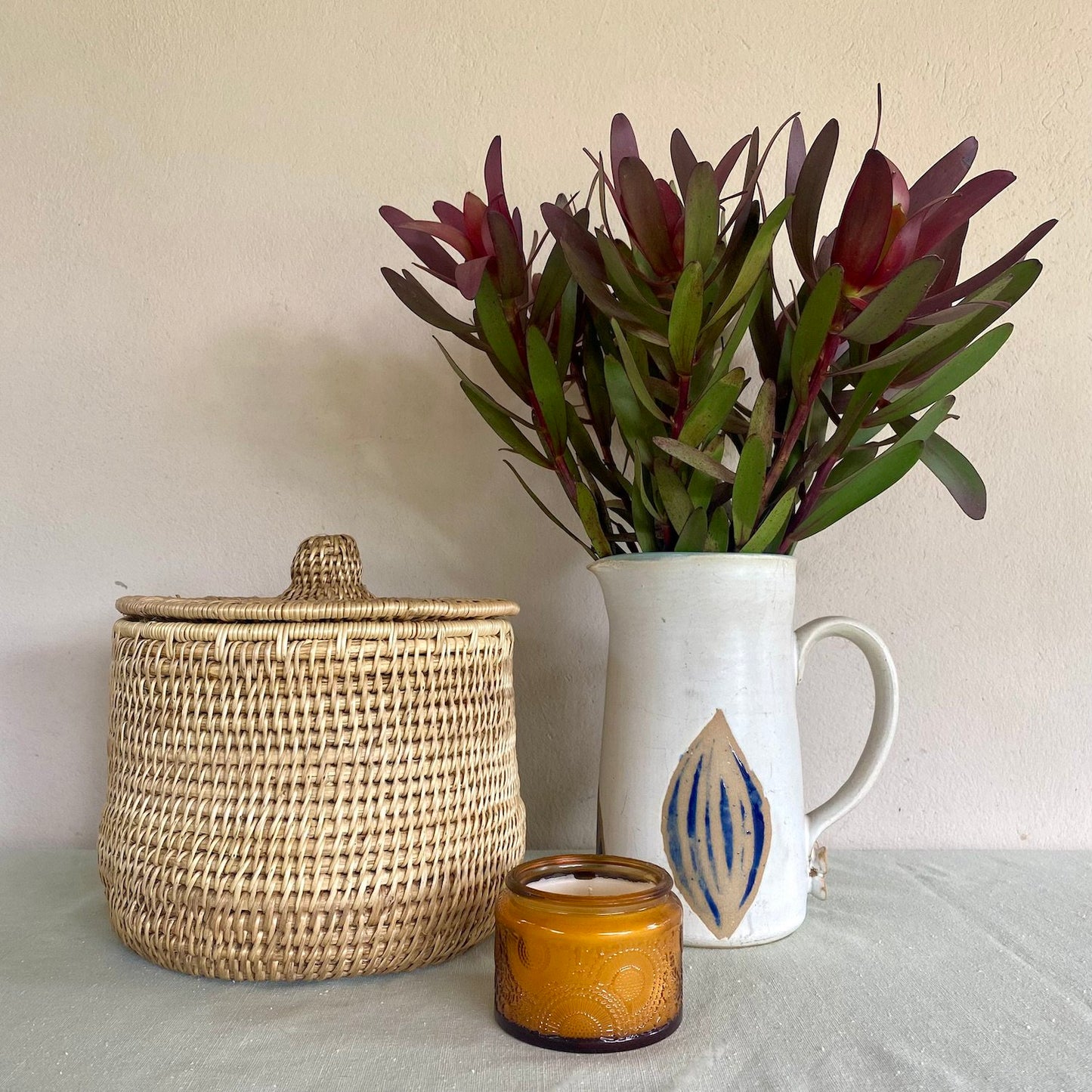 Natural Lidded Makenge Basket