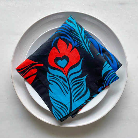 Peacock Feather Print Napkins