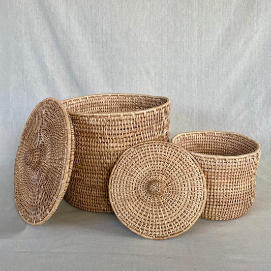 Natural Lidded Makenge Basket